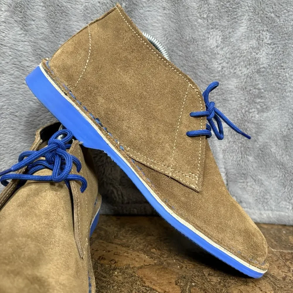 Veldskoen Chukka Boots Men's 9 Tan Suede Blue Sole South Africa Casual Desert